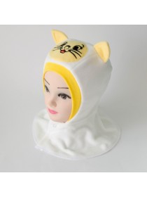 Шапка-шлем "Кошечка" молочный/желтый