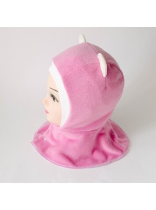 Шапка-шлем "Ушки" т.розовый/молочный
