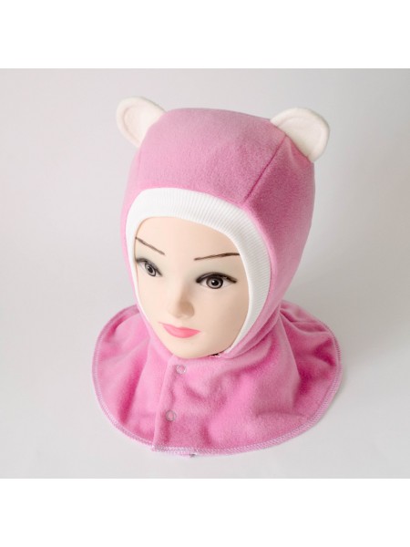 Шапка-шлем Ушки т.розовый/молочный