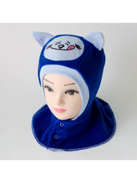 Шапка-шлем Сытый кот синий/голубой