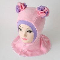 Шапка-шлем "Помпоны" розовый/сиреневый
